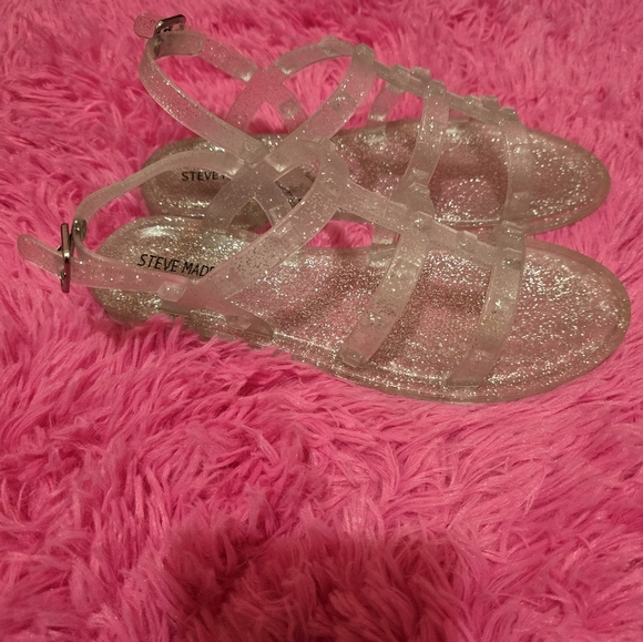 Girls Steve Madden Clear Glitter Sandals, Size 3 - Picture 2 of 2